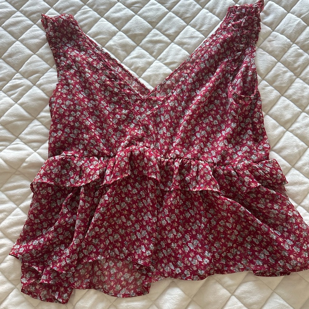 American Eagle Floral Pink Tank